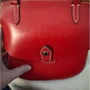 Dooney & Bourke Red Leather Double-Strap Crossbody